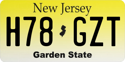 NJ license plate H78GZT