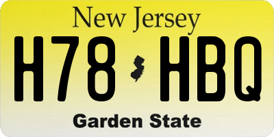 NJ license plate H78HBQ