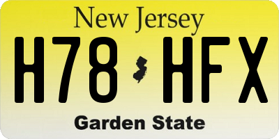 NJ license plate H78HFX