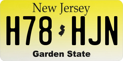 NJ license plate H78HJN