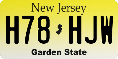 NJ license plate H78HJW