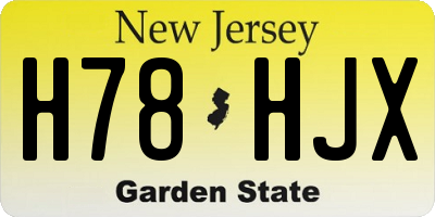 NJ license plate H78HJX