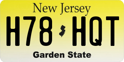 NJ license plate H78HQT
