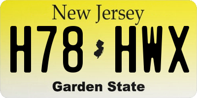 NJ license plate H78HWX
