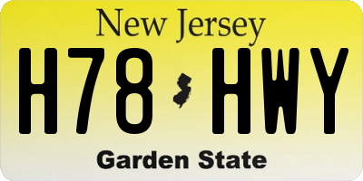 NJ license plate H78HWY