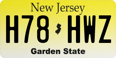 NJ license plate H78HWZ