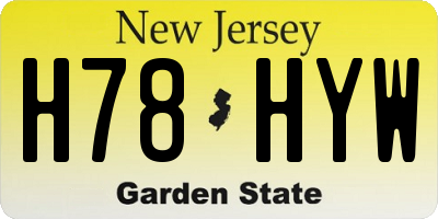 NJ license plate H78HYW