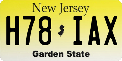 NJ license plate H78IAX