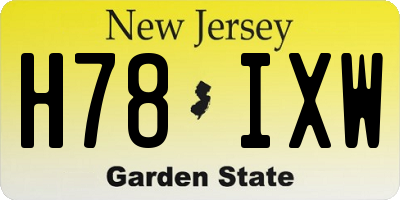 NJ license plate H78IXW