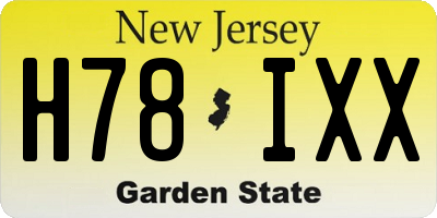 NJ license plate H78IXX