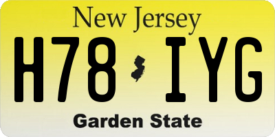 NJ license plate H78IYG