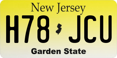NJ license plate H78JCU