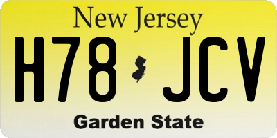 NJ license plate H78JCV
