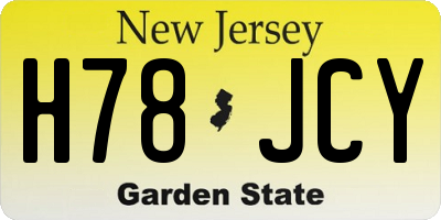 NJ license plate H78JCY