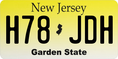 NJ license plate H78JDH