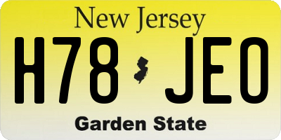 NJ license plate H78JEO