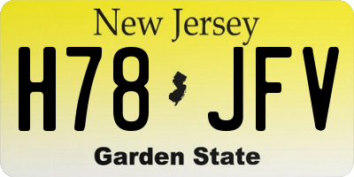 NJ license plate H78JFV