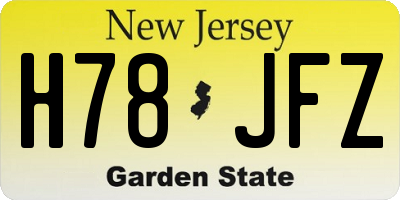 NJ license plate H78JFZ
