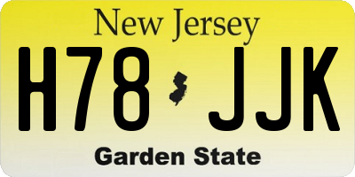 NJ license plate H78JJK