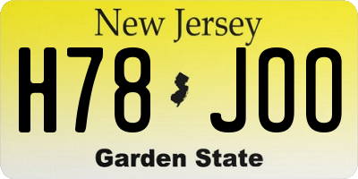 NJ license plate H78JOO