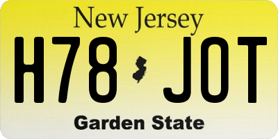 NJ license plate H78JOT