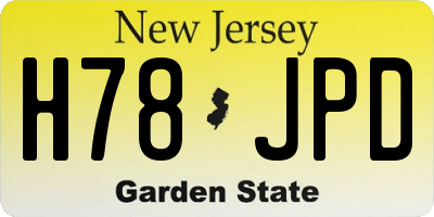 NJ license plate H78JPD