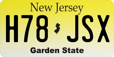 NJ license plate H78JSX