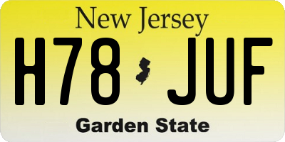 NJ license plate H78JUF