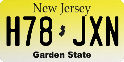 NJ license plate H78JXN