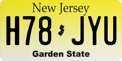 NJ license plate H78JYU
