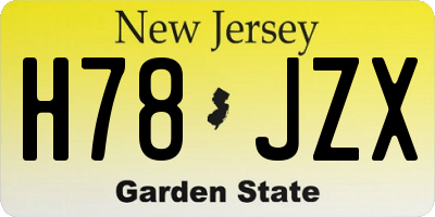 NJ license plate H78JZX