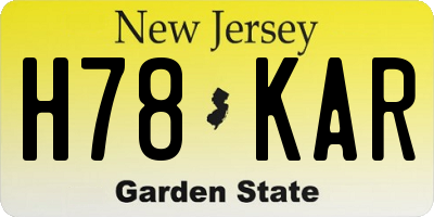 NJ license plate H78KAR