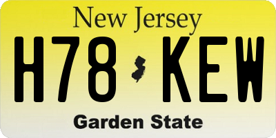 NJ license plate H78KEW