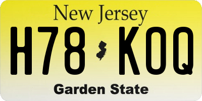 NJ license plate H78KOQ