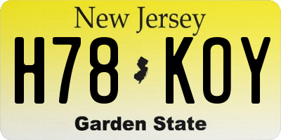NJ license plate H78KOY