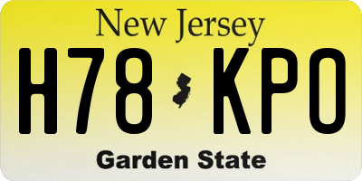 NJ license plate H78KPO