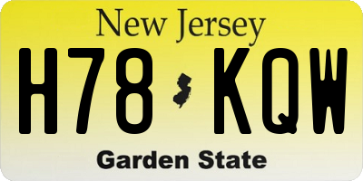 NJ license plate H78KQW