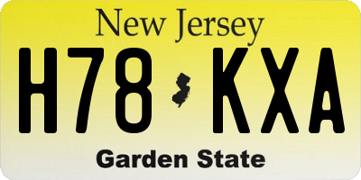 NJ license plate H78KXA