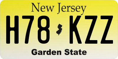 NJ license plate H78KZZ