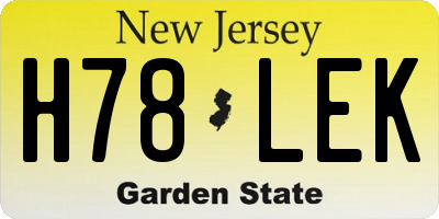 NJ license plate H78LEK