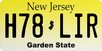 NJ license plate H78LIR