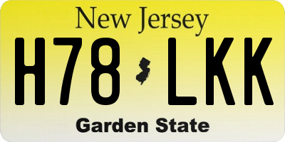 NJ license plate H78LKK