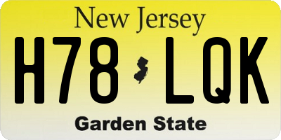 NJ license plate H78LQK