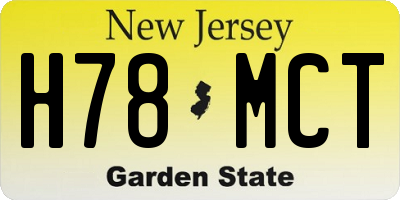 NJ license plate H78MCT