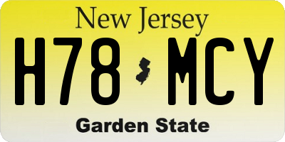 NJ license plate H78MCY
