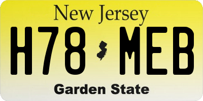 NJ license plate H78MEB
