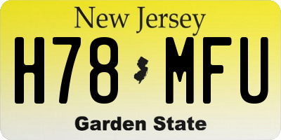 NJ license plate H78MFU