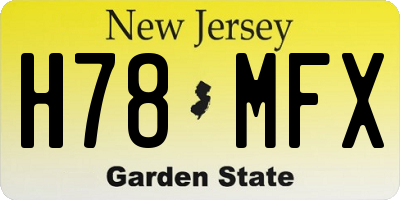 NJ license plate H78MFX