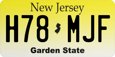 NJ license plate H78MJF