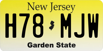 NJ license plate H78MJW